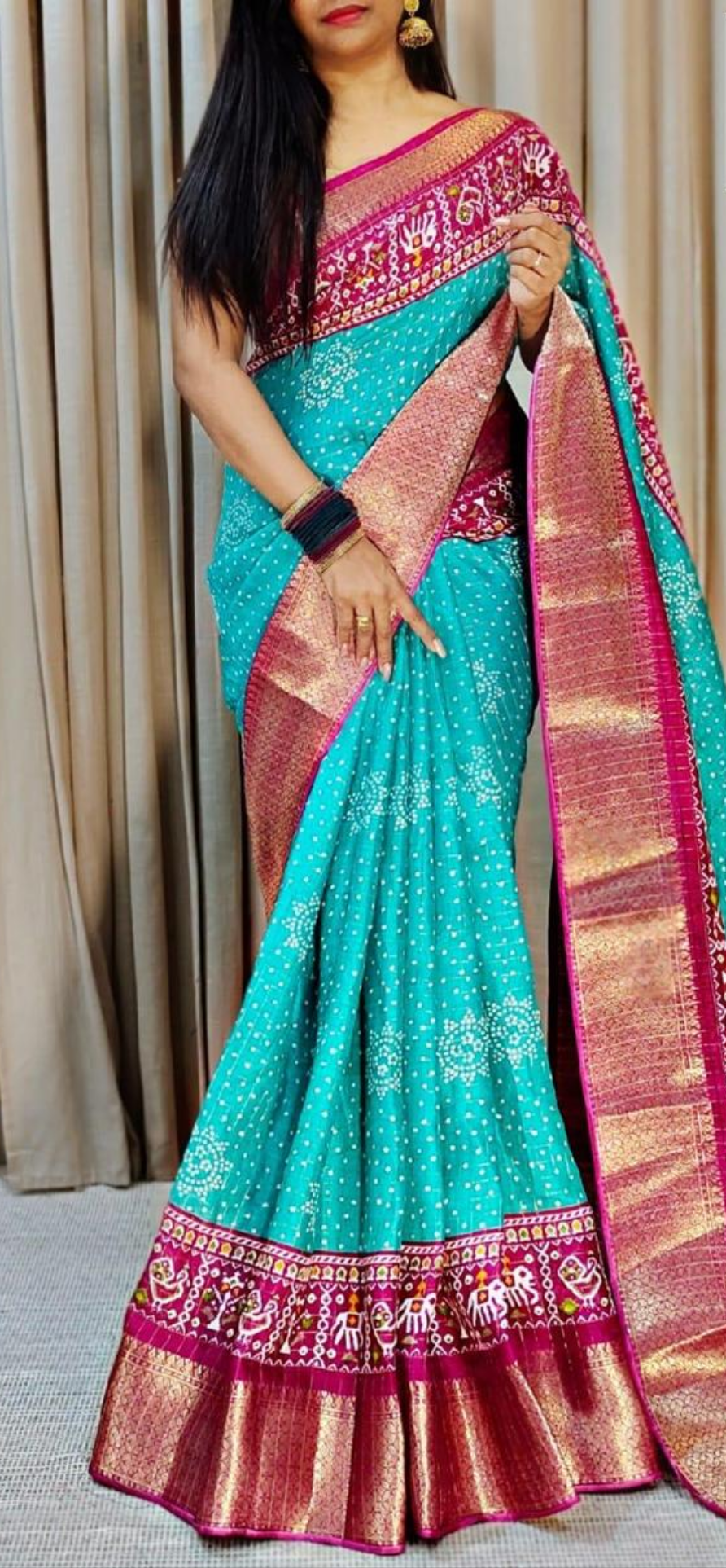 Mixed silk saree with running blouse