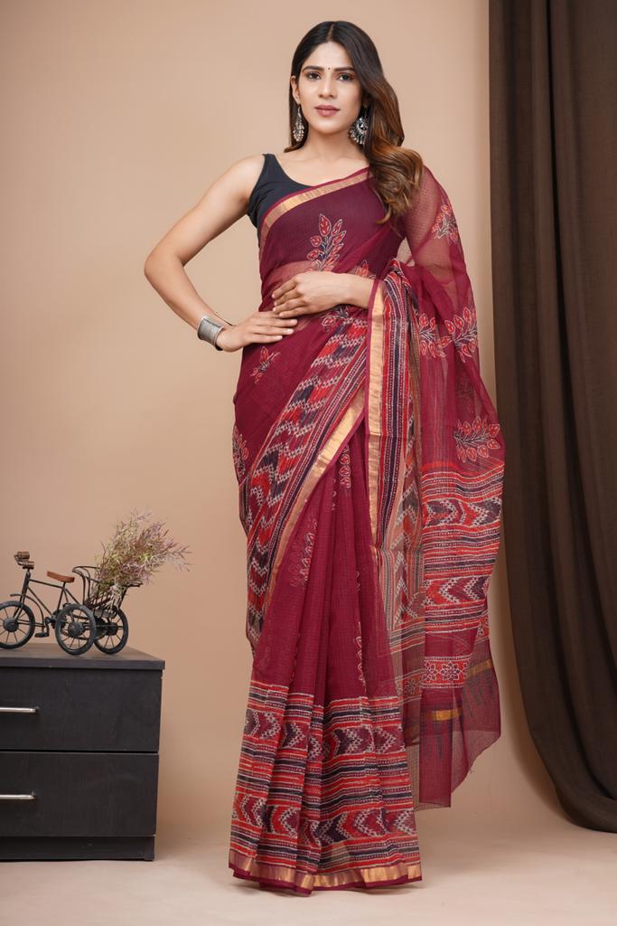 Hand Block Printed Cotton Saree