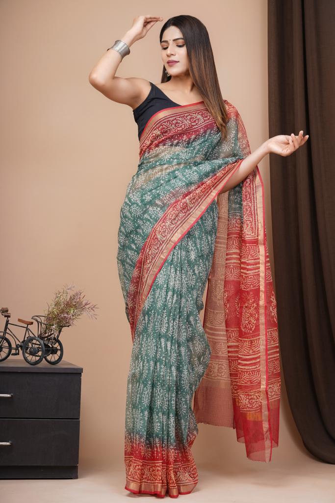 Hand Block Printed Cotton Saree