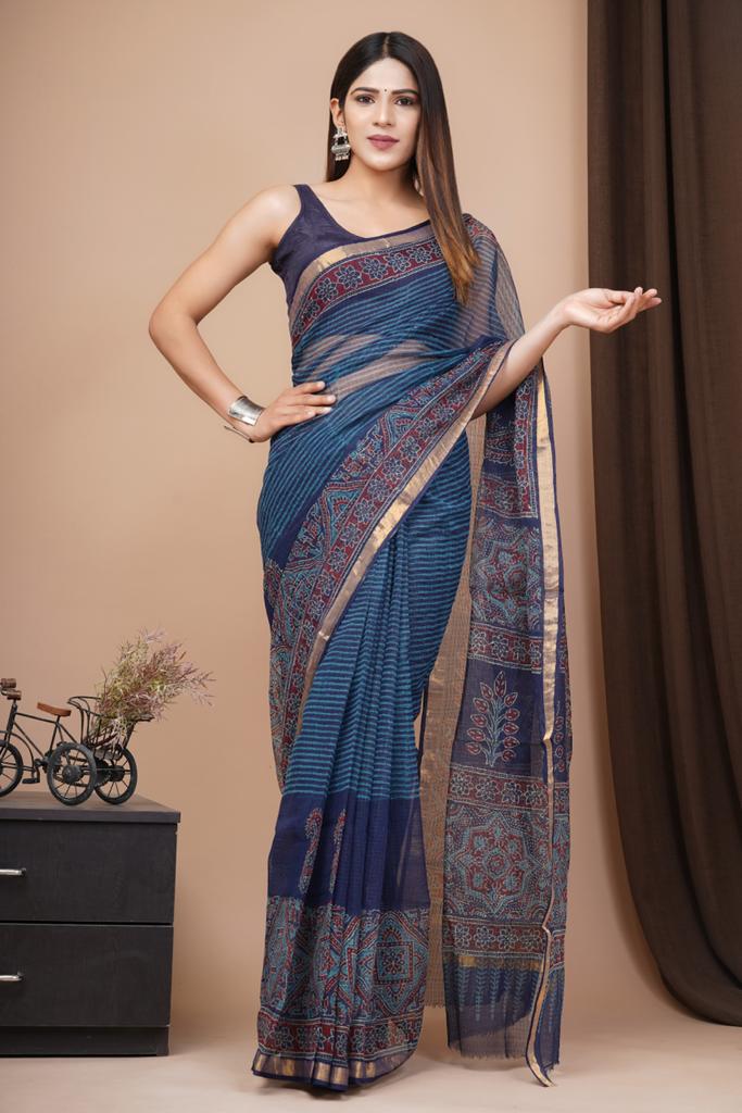 Hand Block Printed Cotton Saree