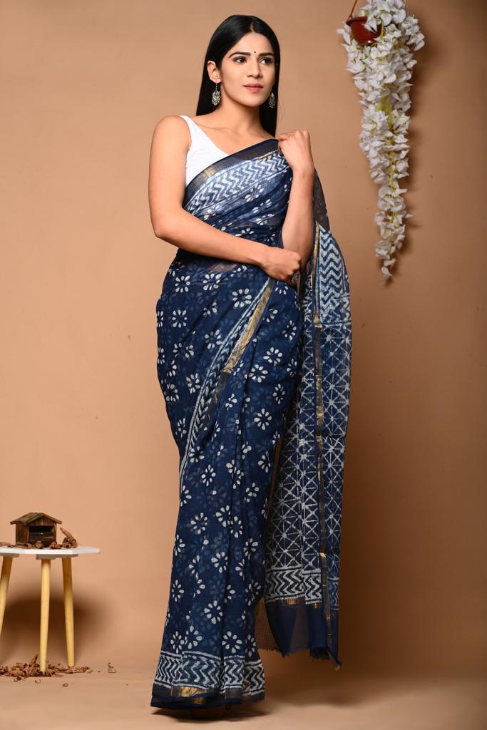 Hand Block Printed Cotton Saree