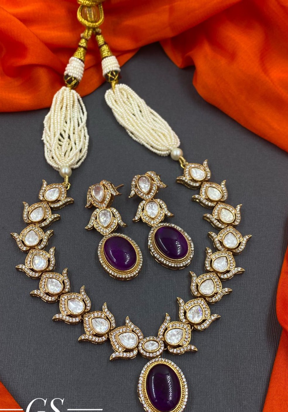 Stone Necklace and Earrings