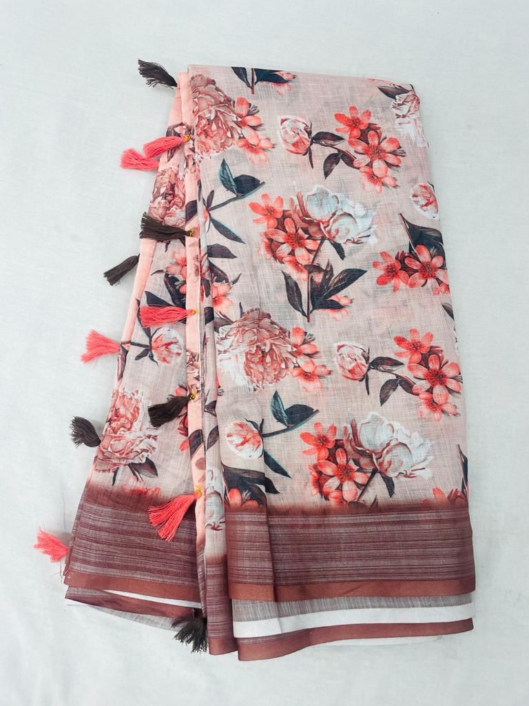 Linen Saree in Digital Print