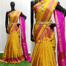 Load image into Gallery viewer, Pure Silk Saree in checks
