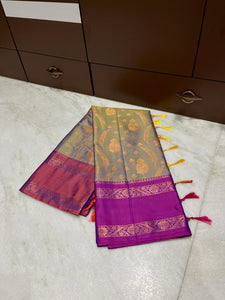 Dual Shade Banarasi Soft Silk Saree