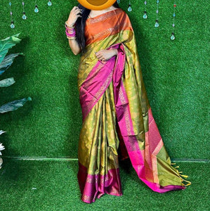 Dual Shade Banarasi Soft Silk Saree