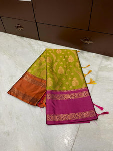 Dual Shade Banarasi Soft Silk Saree