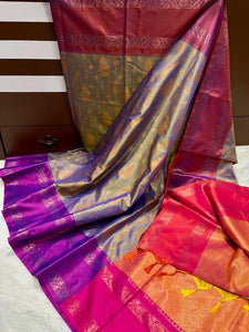 Dual Shade Banarasi Soft Silk Saree