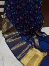 Load image into Gallery viewer, Banarasi soft silk saree with embroidery
