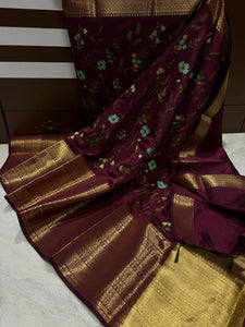 Banarasi soft silk saree with embroidery