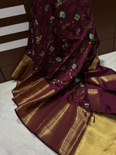 Load image into Gallery viewer, Banarasi soft silk saree with embroidery
