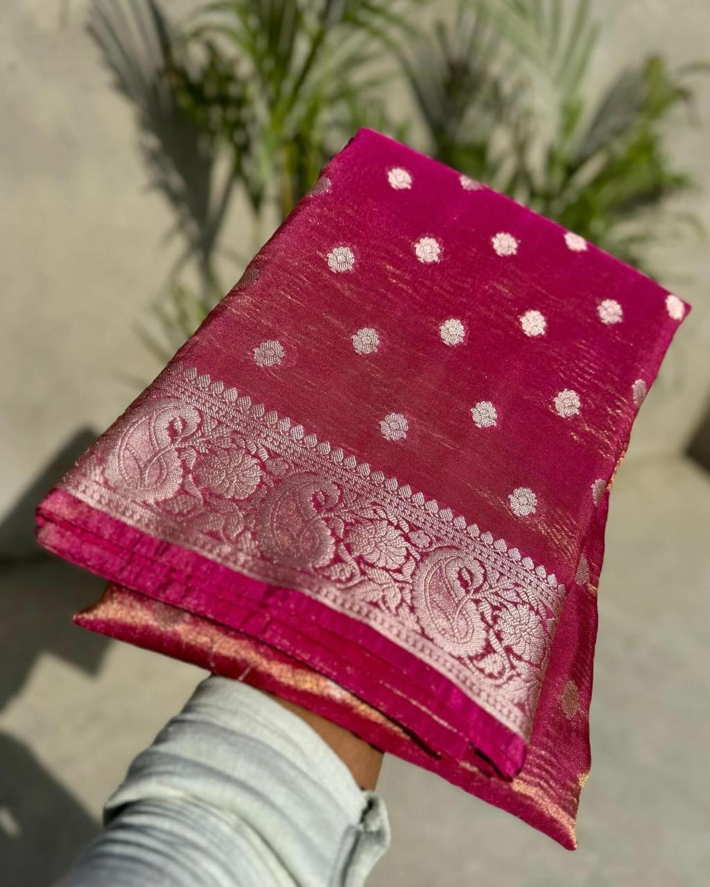 Soft Tissue Crushed Saree