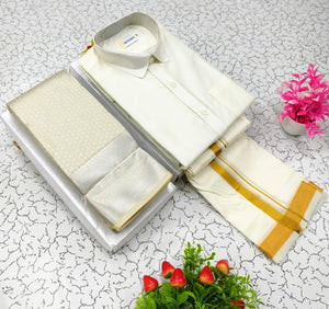 Silk Saree and Shirt Dhoti combo