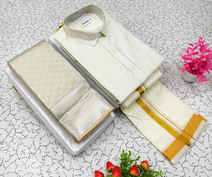 Silk Saree and Shirt Dhoti combo