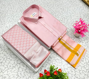 Silk Saree and Shirt Dhoti combo