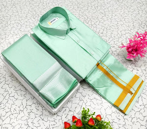 Silk Saree and Shirt Dhoti combo