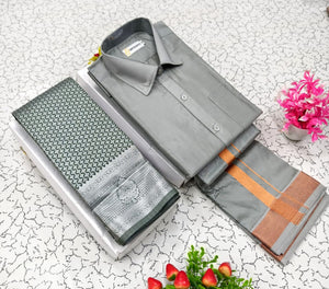 Silk Saree and Shirt Dhoti combo