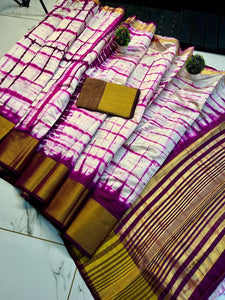 Shibori print Mixed Silk Saree with Blouse