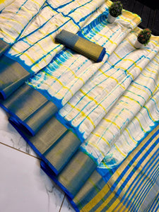 Shibori print Mixed Silk Saree with Blouse
