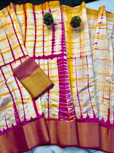 Shibori print Mixed Silk Saree with Blouse