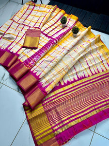 Shibori print Mixed Silk Saree with Blouse