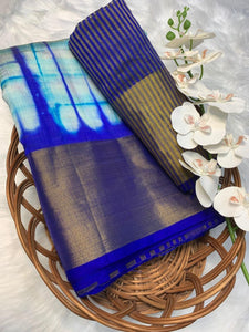 Shibori print Mixed Silk Saree with Blouse