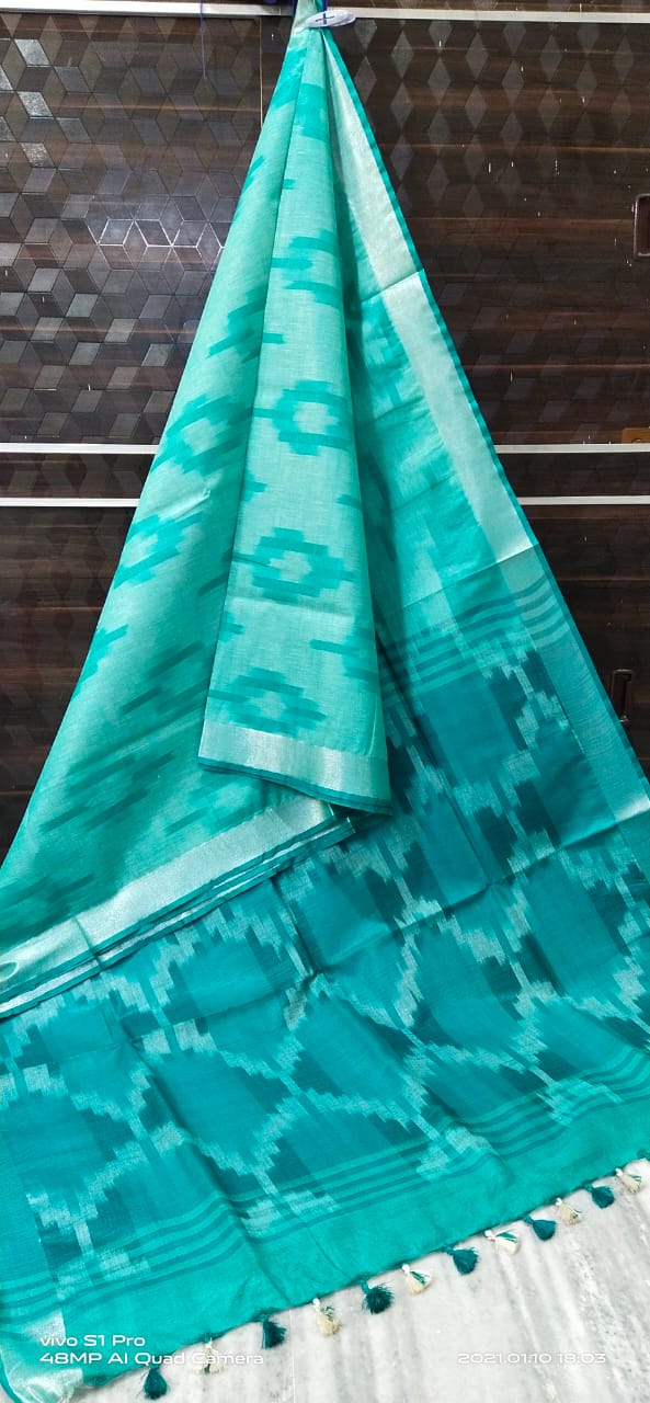 Linen Cotton Saree in Ikkat print