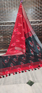 Linen Cotton Saree in Ikkat print