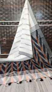 Linen Cotton Saree in Ikkat print