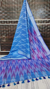 Linen Cotton Saree in Ikkat print