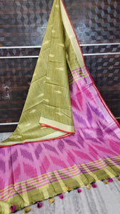 Linen Cotton Saree in Ikkat print