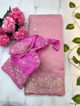 Load image into Gallery viewer, Crushed Party wear Saree with stitched designer blouse
