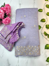 Load image into Gallery viewer, Crushed Party wear Saree with stitched designer blouse
