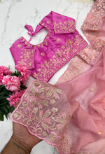 Load image into Gallery viewer, Crushed Party wear Saree with stitched designer blouse
