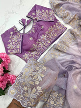 Load image into Gallery viewer, Crushed Party wear Saree with stitched designer blouse
