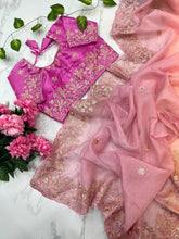 Load image into Gallery viewer, Crushed Party wear Saree with stitched designer blouse
