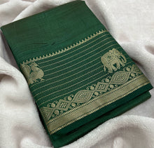 Load image into Gallery viewer, Green Raw Silk Saree
