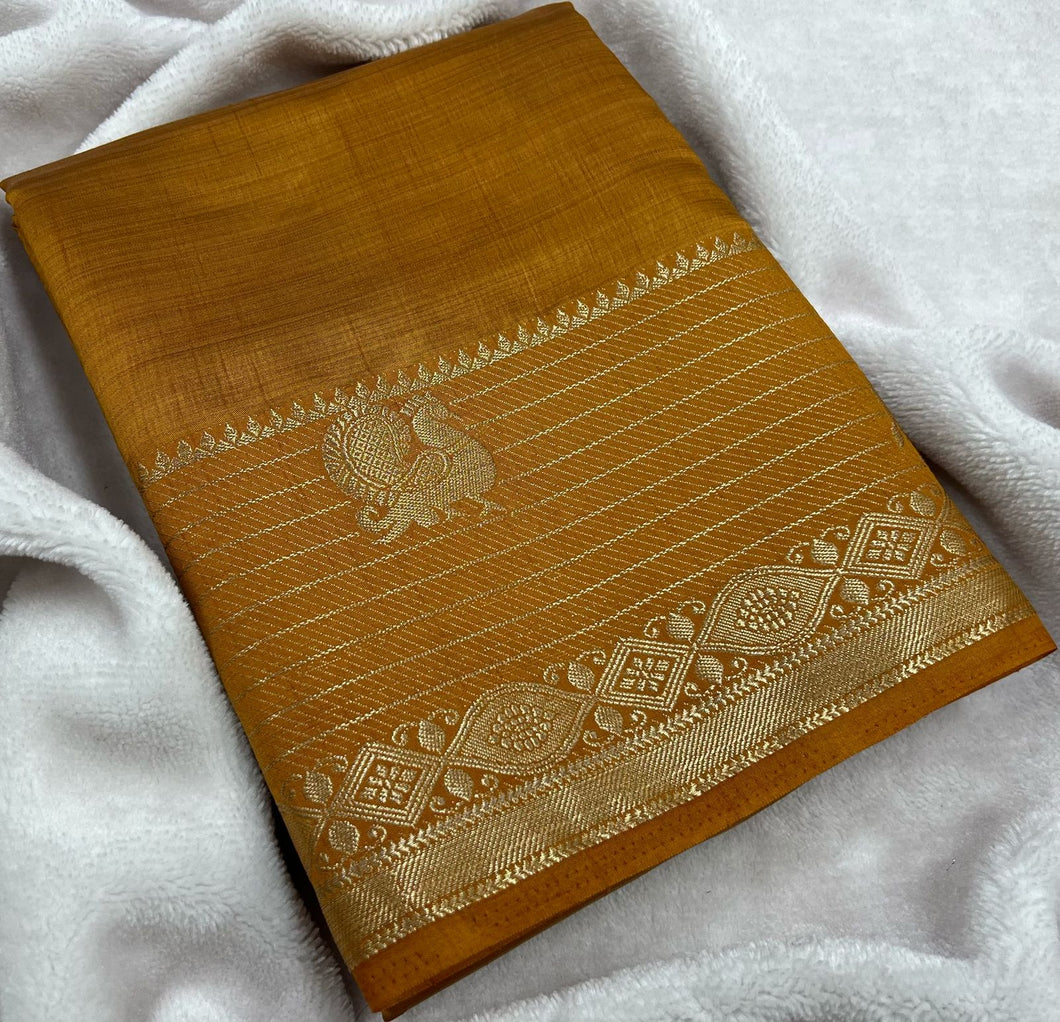 Yellow Raw Silk Saree
