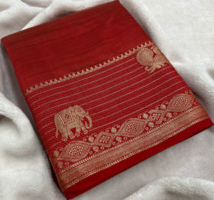 Red Raw Silk Saree