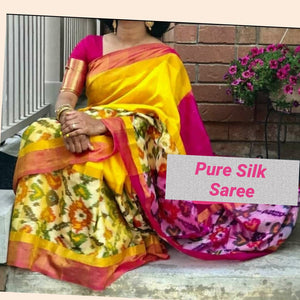 Red Pure Silk Saree with green pallu
