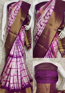 Shibori print mixed silk saree