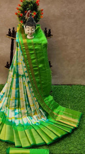 Shibori print mixed silk saree