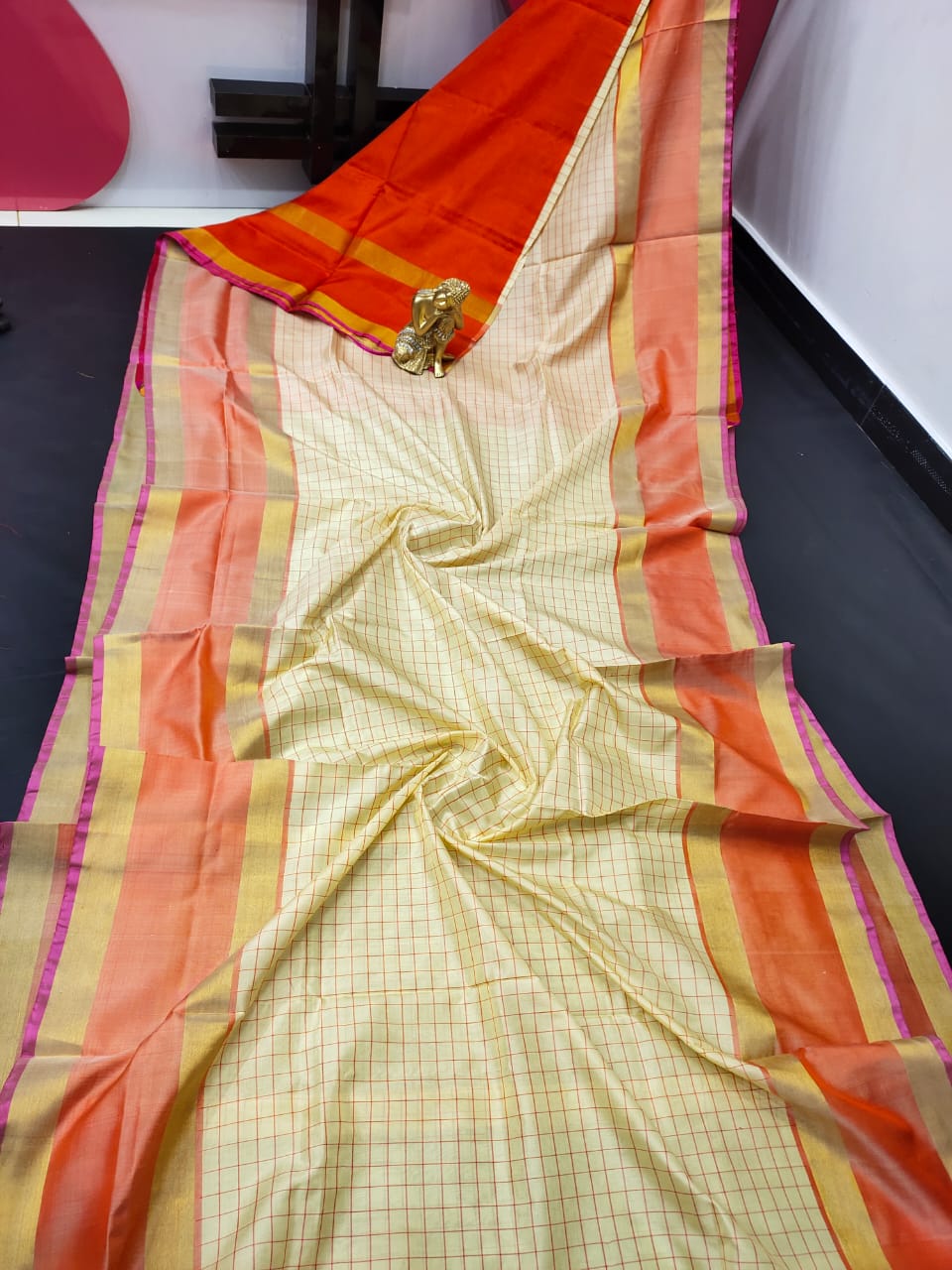 Soft silk saree in checks