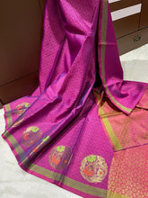 Load image into Gallery viewer, Banarasi kora muslin Tanchoi Saree
