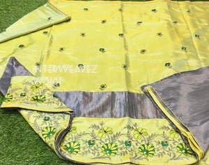 Soft silk fancy saree with contrast blouse