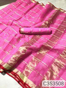 Manipuri cotton doriya designer saree
With running blouse