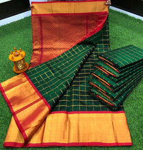 Load image into Gallery viewer, Kuppadam pure silk cotton saree in checks
