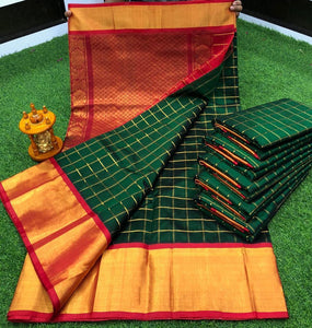 Kuppadam pure silk cotton saree in checks