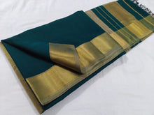 Load image into Gallery viewer, Pure Handloom plain silk cotton saree with Zari border and Pallu
