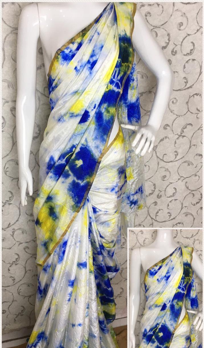Shibori print Mixed Silk Saree without Blouse